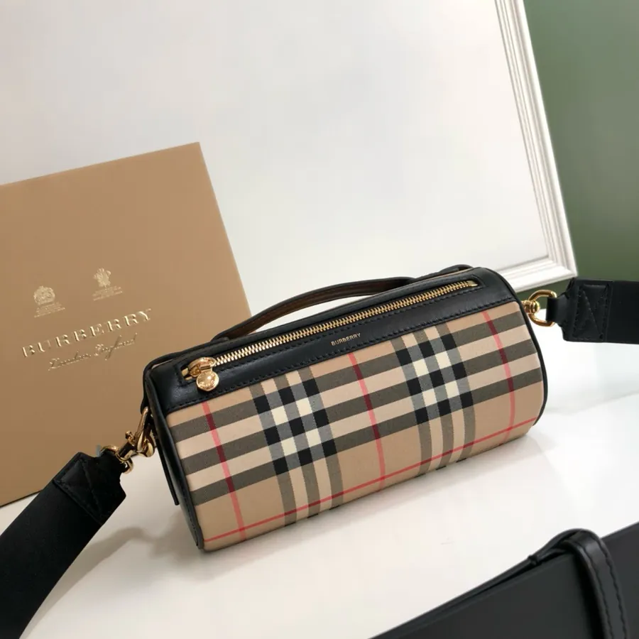 500 B Mini Tote Vintage Plaid Cotton & Dual tone Leather