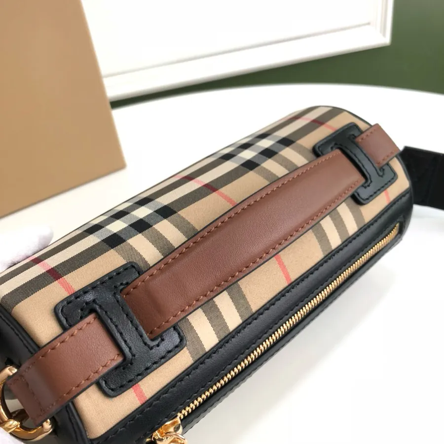 500 B Mini Tote Vintage Plaid Cotton & Dual tone Leather