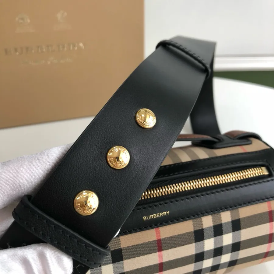 500 B Mini Tote Vintage Plaid Cotton & Dual tone Leather