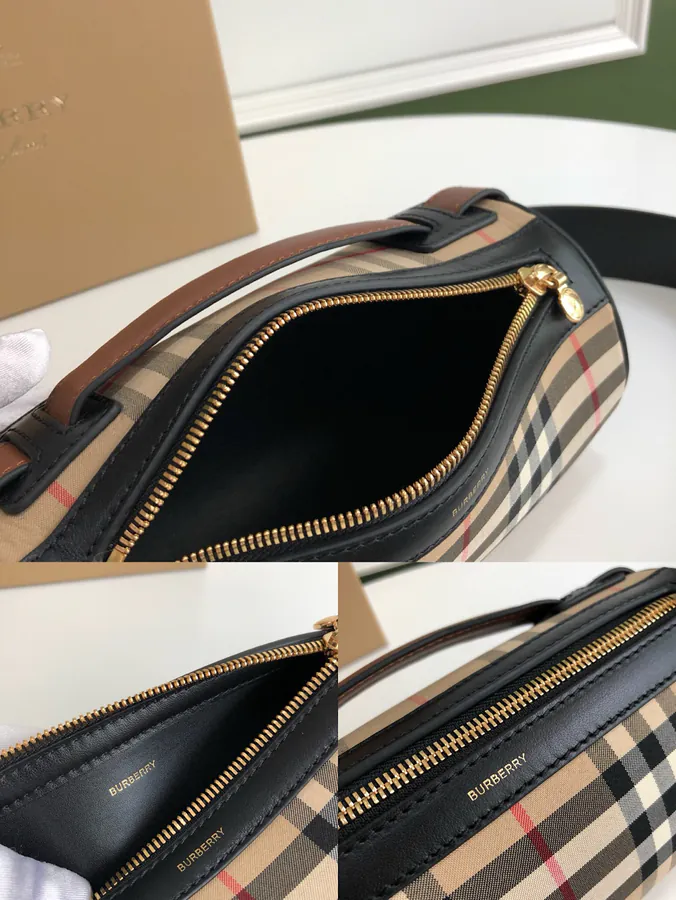 500 B Mini Tote Vintage Plaid Cotton & Dual tone Leather