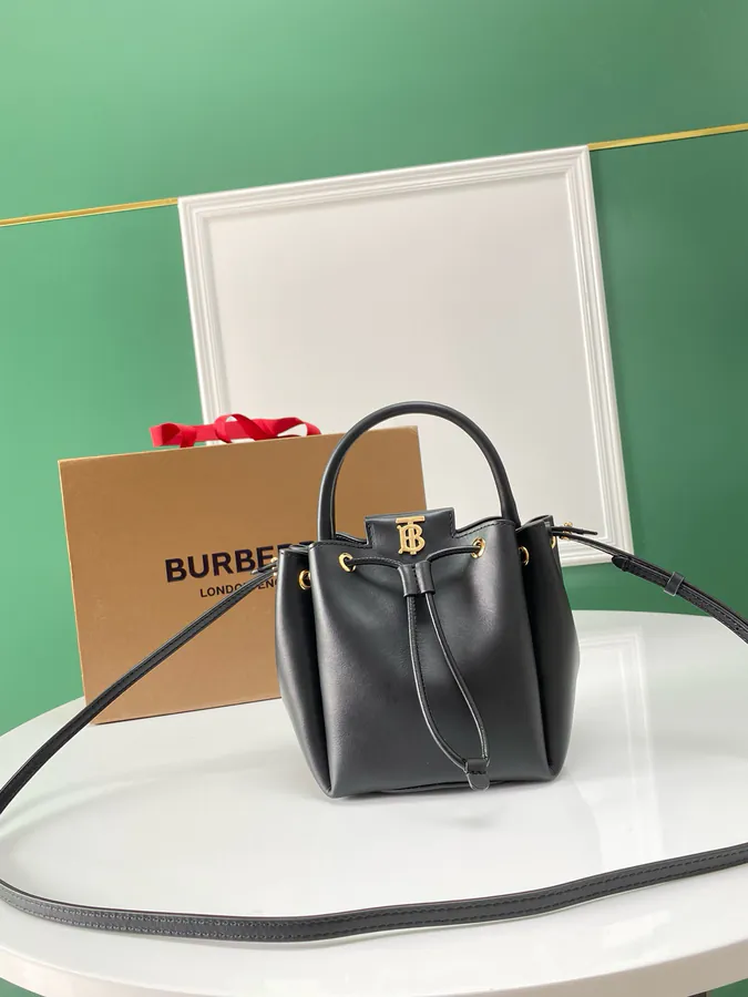 Thomas Burberry Bucket Bag with Soft Structured Shape