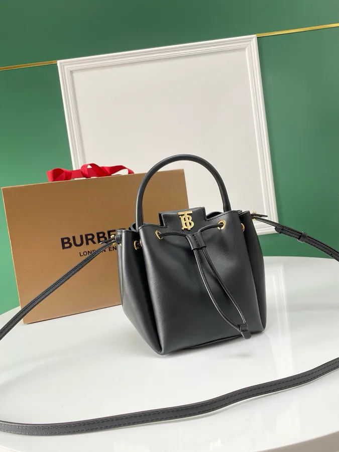 Thomas Burberry Bucket Bag with Soft Structured Shape