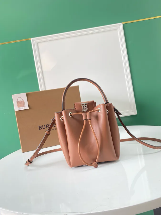 Thomas Burberry Bucket Bag with Soft Structured Shape