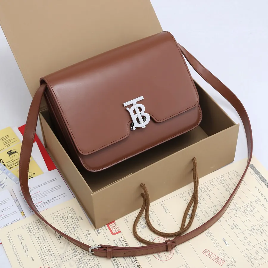 Thomas Bur Exclusive Logo Leather Crossbody Bag with Adjustable Strap