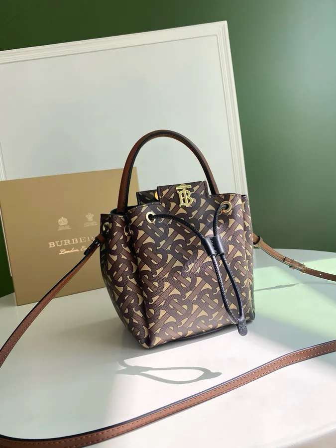 Thomas Burberry Bucket Bag with Soft Structured Shape