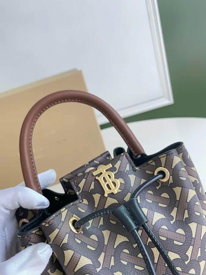 Thomas Burberry Bucket Bag with Soft Structured Shape