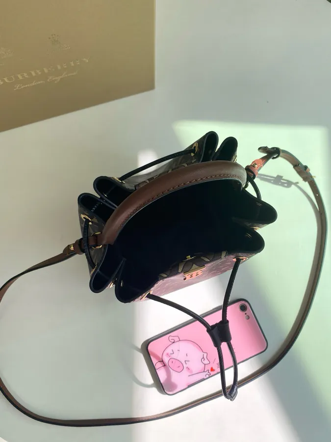 Thomas Burberry Bucket Bag with Soft Structured Shape