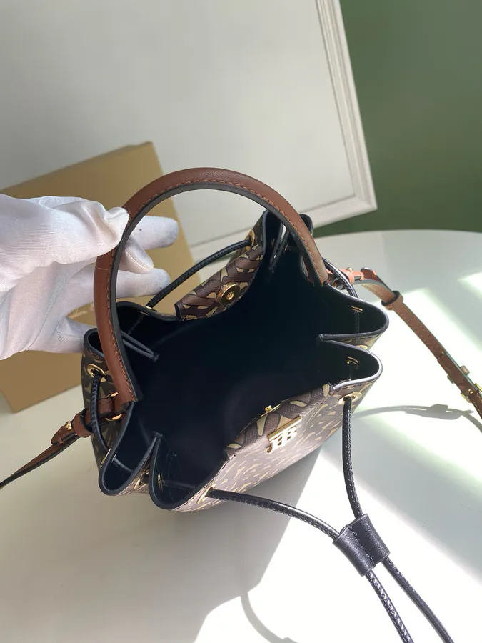 Thomas Burberry Bucket Bag with Soft Structured Shape