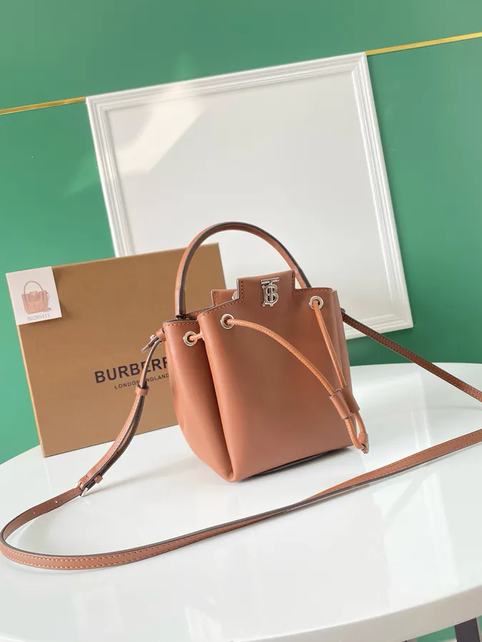 Thomas Burberry Bucket Bag with Soft Structured Shape
