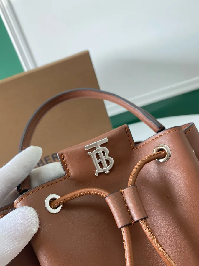 Thomas Burberry Bucket Bag with Soft Structured Shape