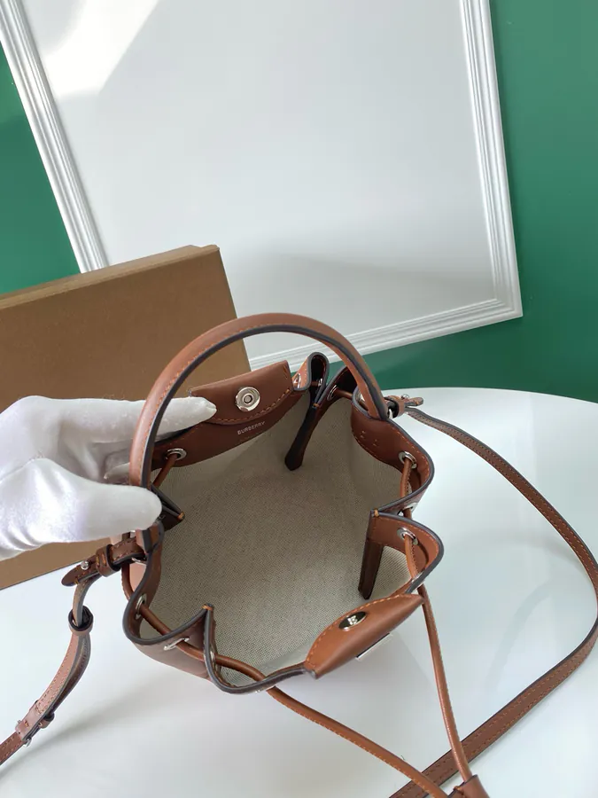 Thomas Burberry Bucket Bag with Soft Structured Shape