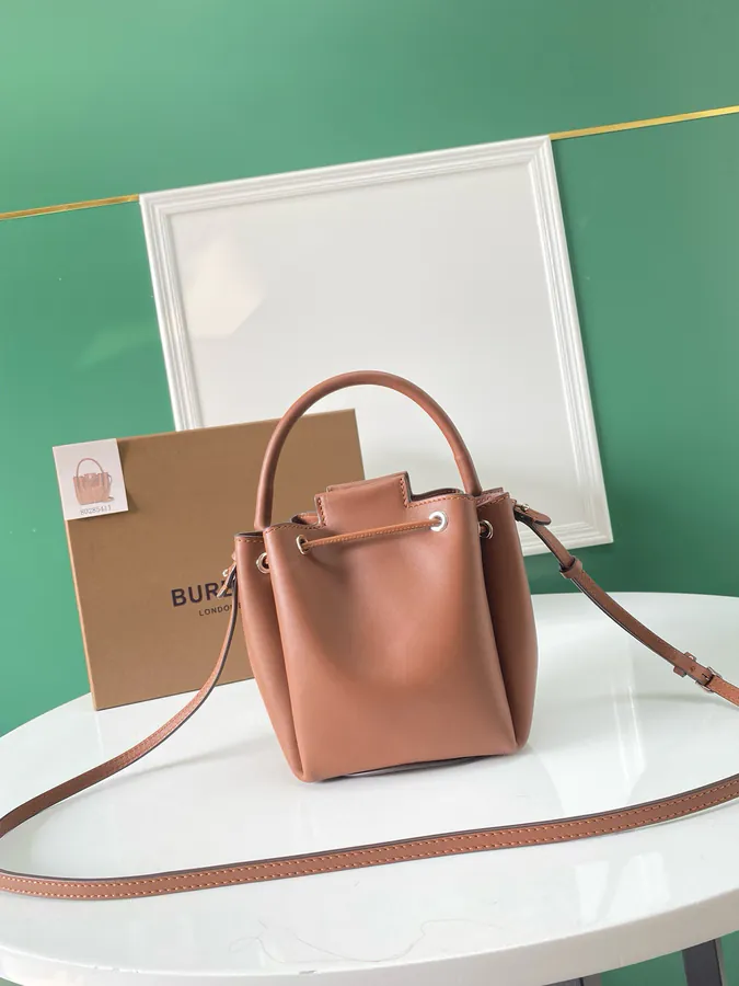 Thomas Burberry Bucket Bag with Soft Structured Shape