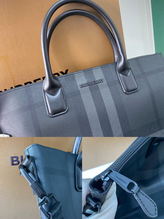 B House 550 Trendy Tote Bag with Grained Calfskin and Brand Logo