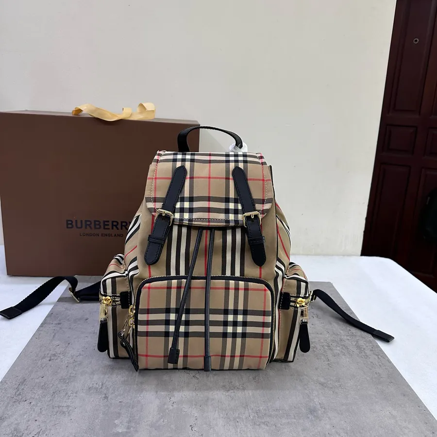 Vintage Striped Calfskin Military Backpack