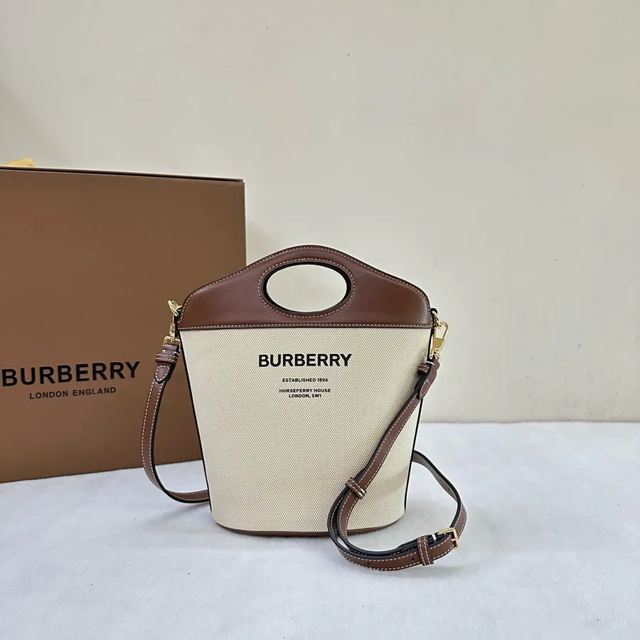 P500 B House White Linen Inspired Bucket Bag