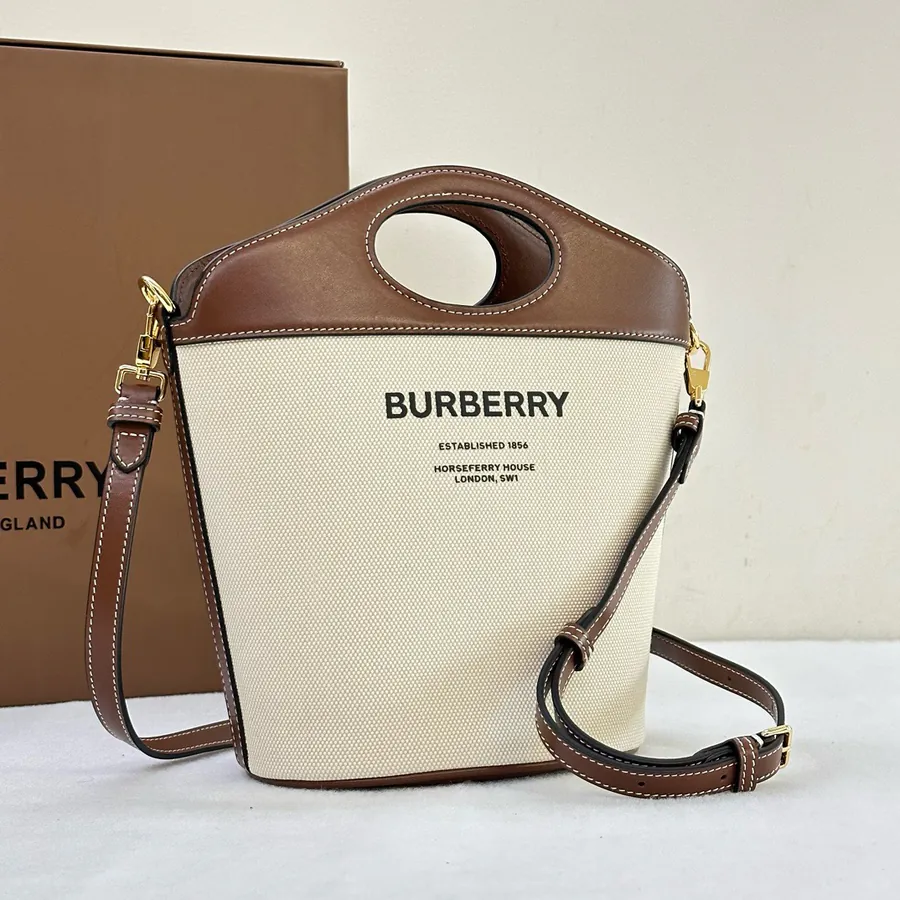 P500 B House White Linen Inspired Bucket Bag