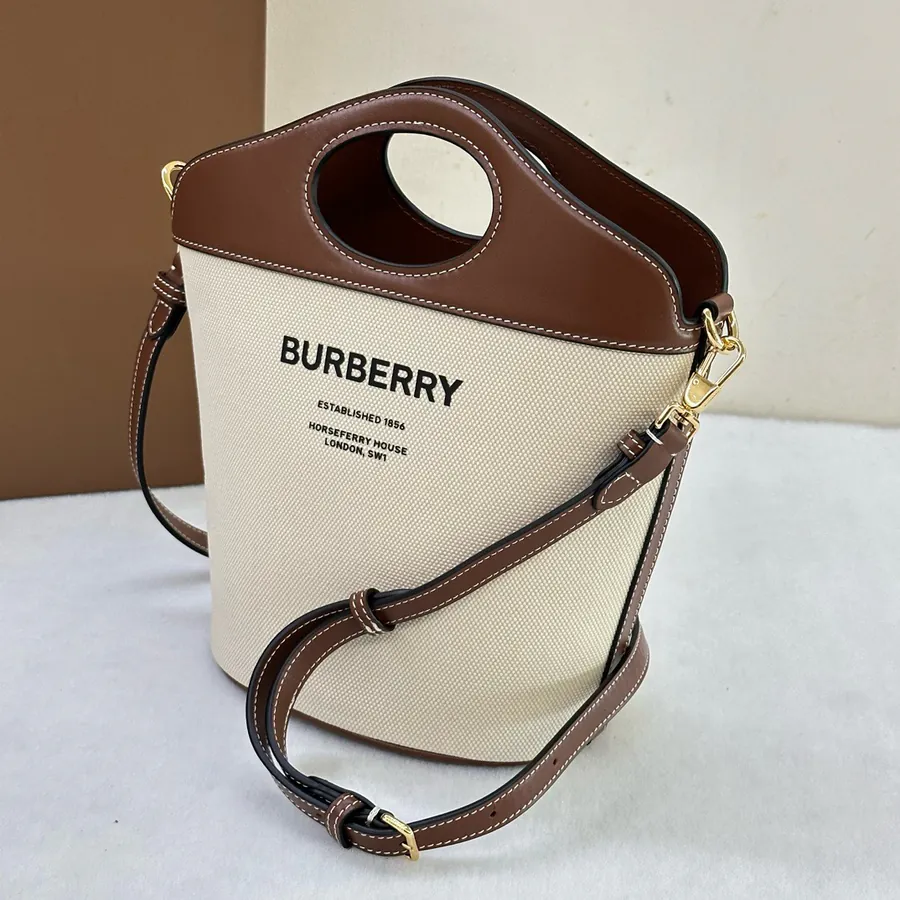 P500 B House White Linen Inspired Bucket Bag