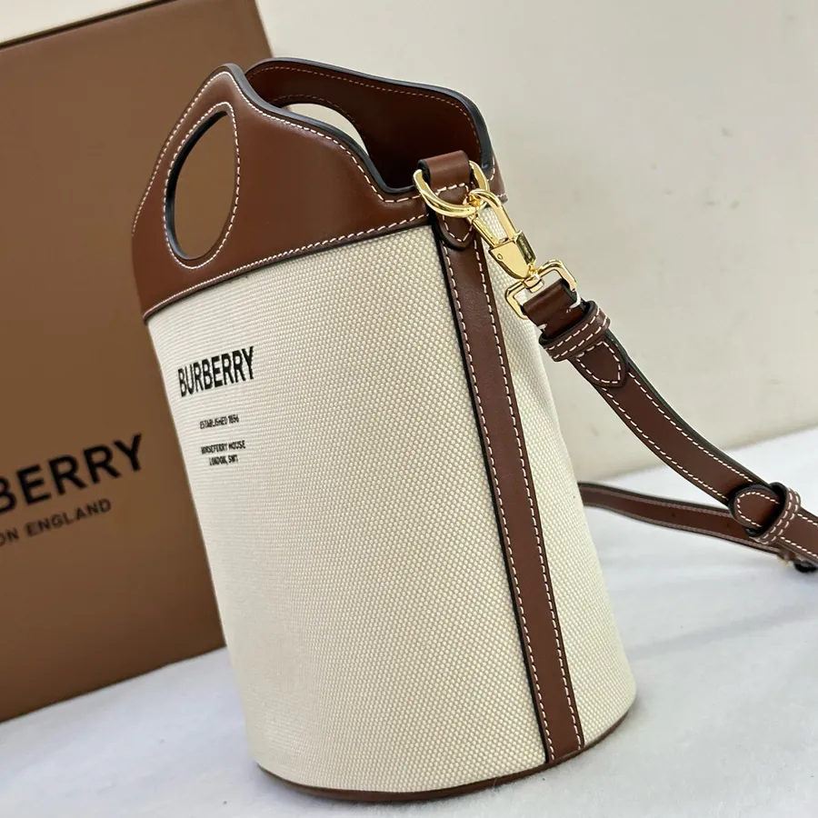 P500 B House White Linen Inspired Bucket Bag