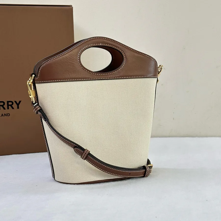P500 B House White Linen Inspired Bucket Bag