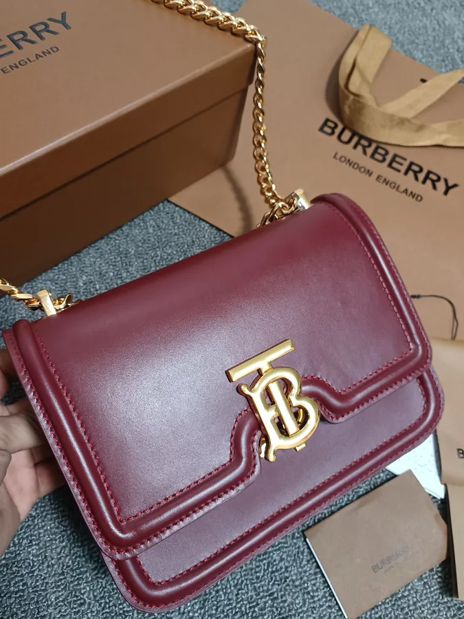 Thomas Burberry TB Exclusive Lock Clutch in Italian Tanned Leather