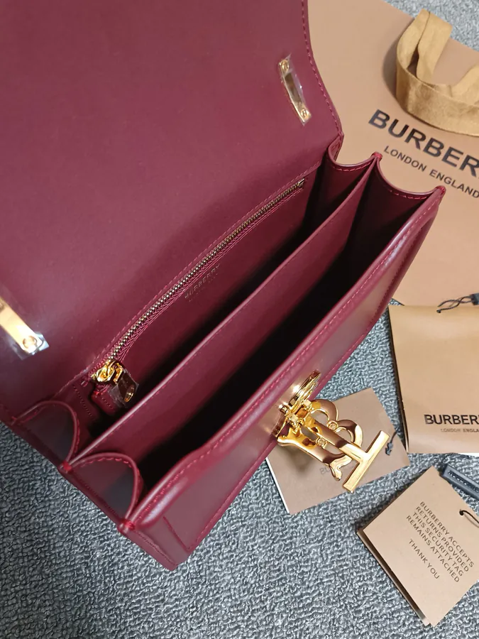 Thomas Burberry TB Exclusive Lock Clutch in Italian Tanned Leather