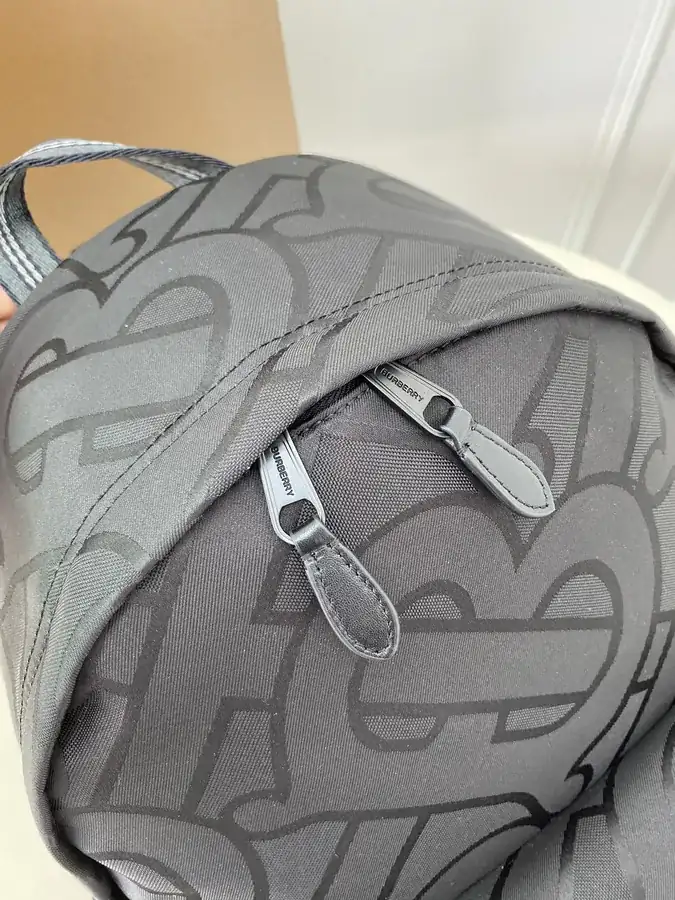 B Brand Shoulder Bag with Signature Logo and Textured Nylon Details