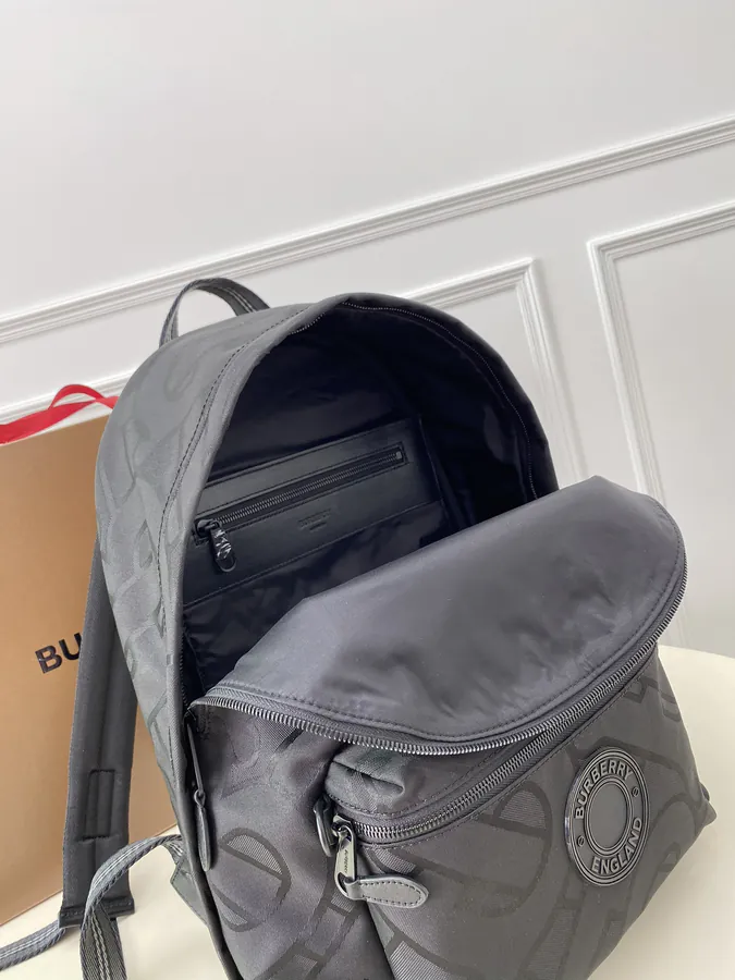B Brand Shoulder Bag with Signature Logo and Textured Nylon Details