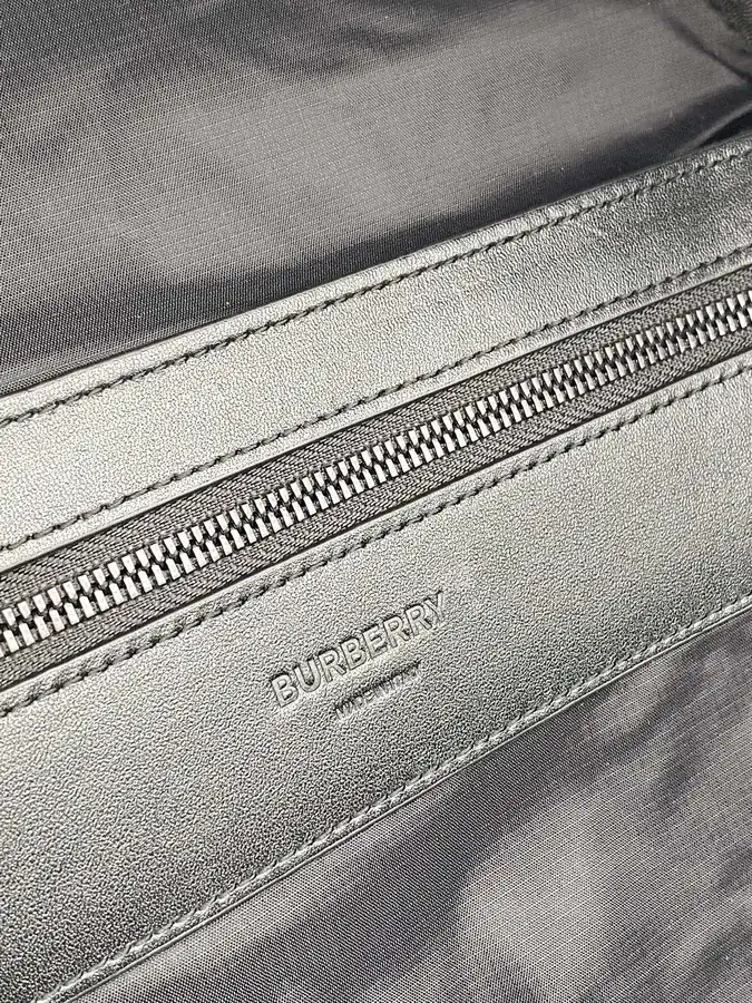 B Brand Shoulder Bag with Signature Logo and Textured Nylon Details