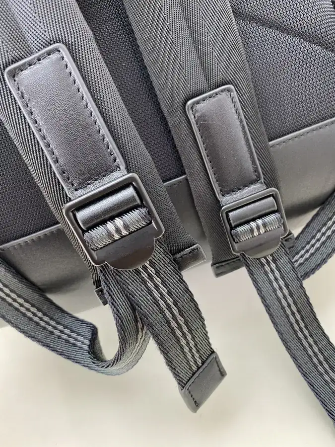 B Brand Shoulder Bag with Signature Logo and Textured Nylon Details