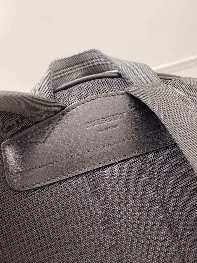 B Brand Shoulder Bag with Signature Logo and Textured Nylon Details