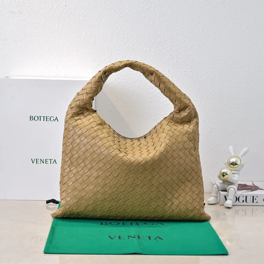 Bv New Medium HOP Bag with Woven Leather Handle