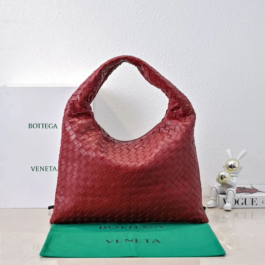 Bv New Medium HOP Bag with Entire Leather Weave Handle