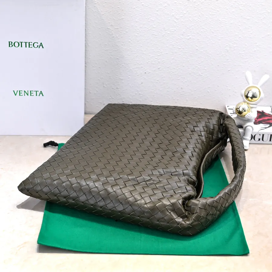 Bv New Large HOP Bag with Entire Leather Weave Handle