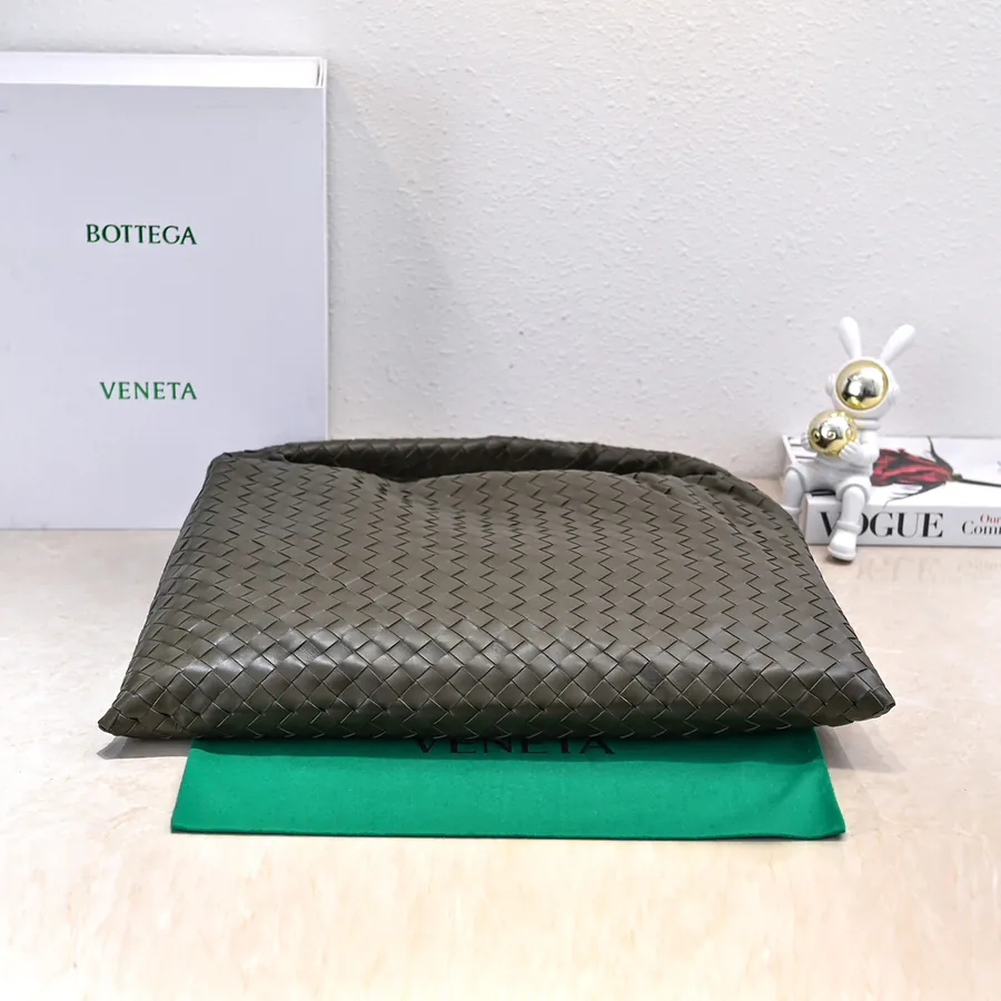 Bv New Large HOP Bag with Entire Leather Weave Handle