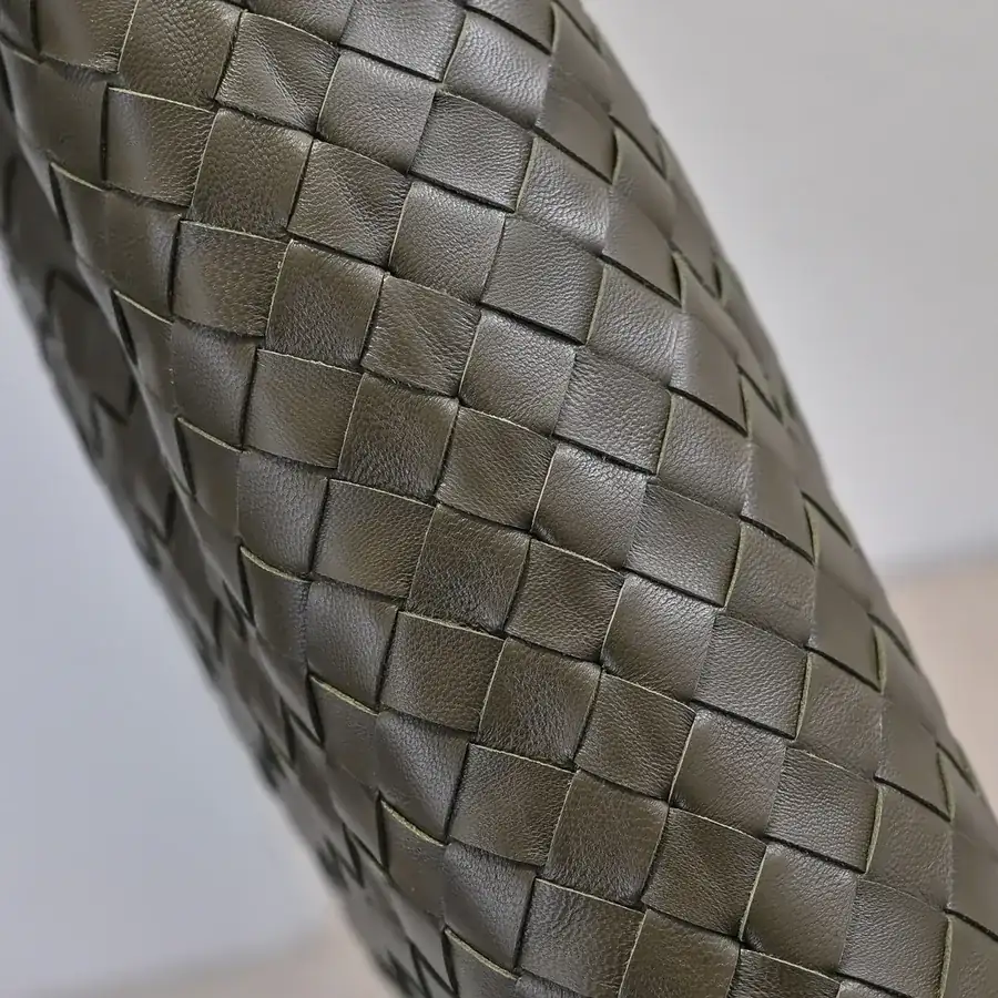 Bv New Large HOP Bag with Entire Leather Weave Handle