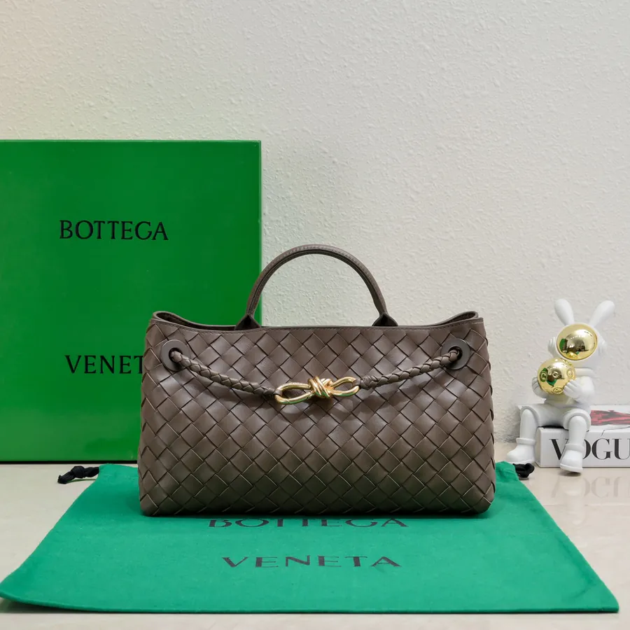 Bottega Veneta Andiamo Handbag Classic Leather Weave with Gold Tassel