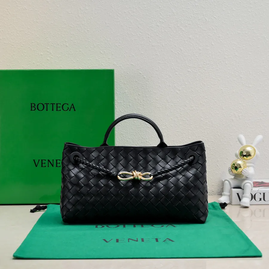 Bottega Veneta Andiamo Handbag Classic Leather Weave with Gold Tassel
