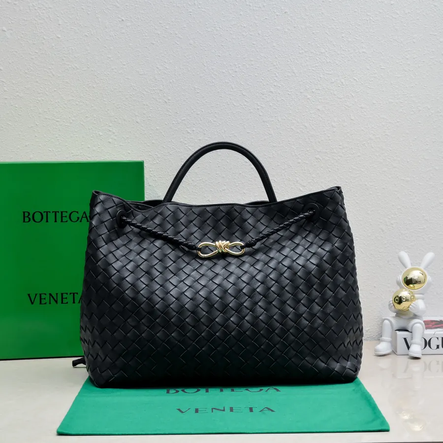Bottega Veneta Andiamo Handbag Classic Leather Weave with Gold Tassel