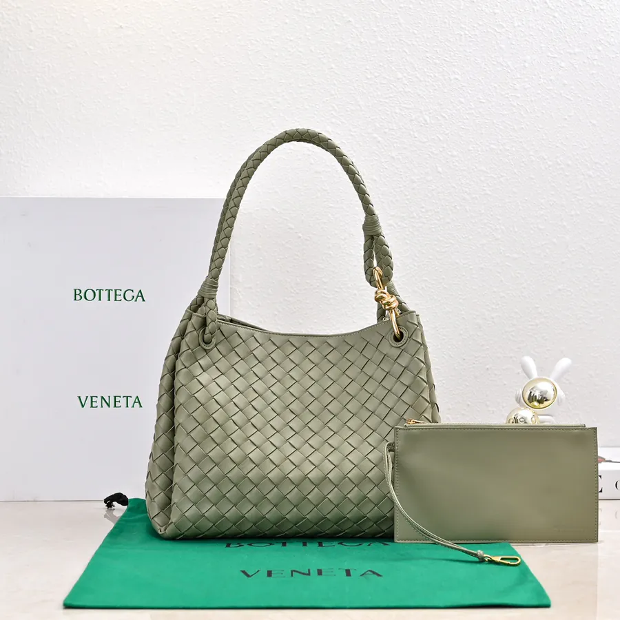 Andiamo Parachute Large Bucket Bag with Handwoven Leather