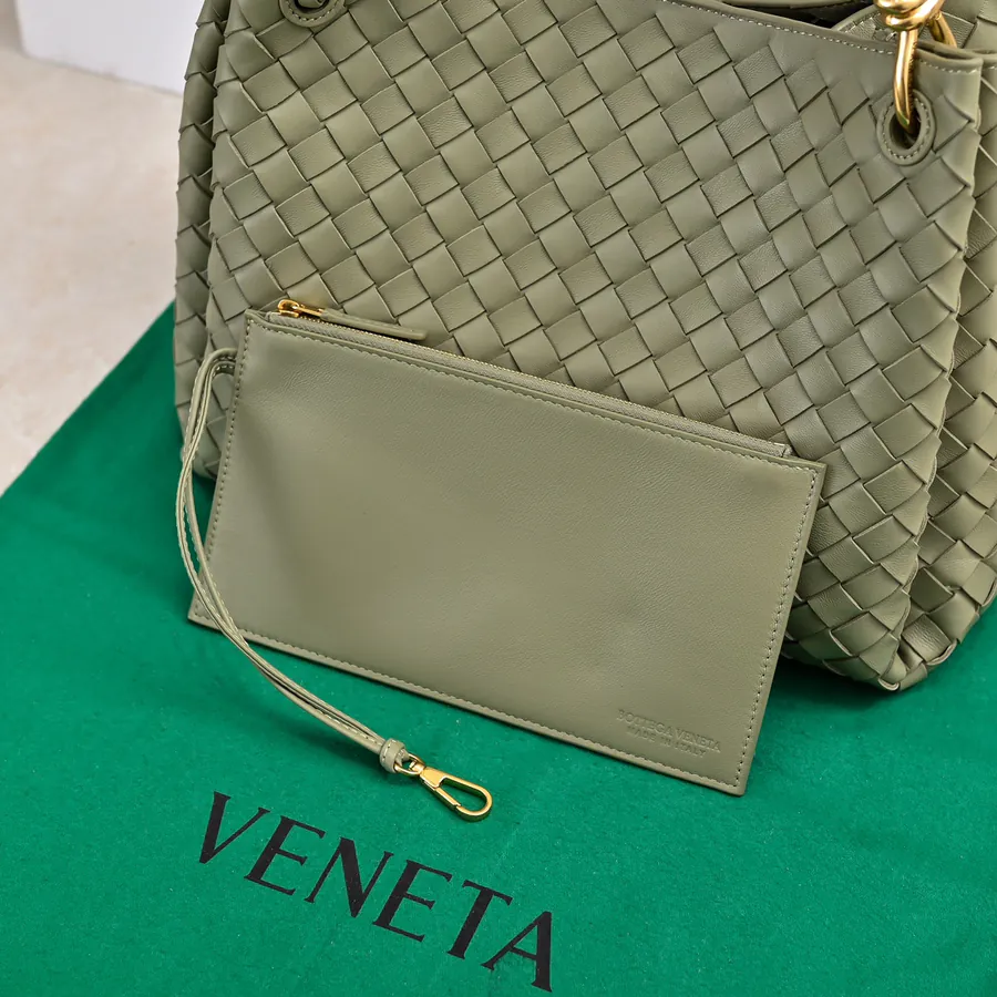 Andiamo Parachute Large Bucket Bag with Handwoven Leather