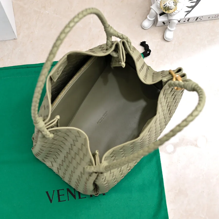 Andiamo Parachute Large Bucket Bag with Handwoven Leather