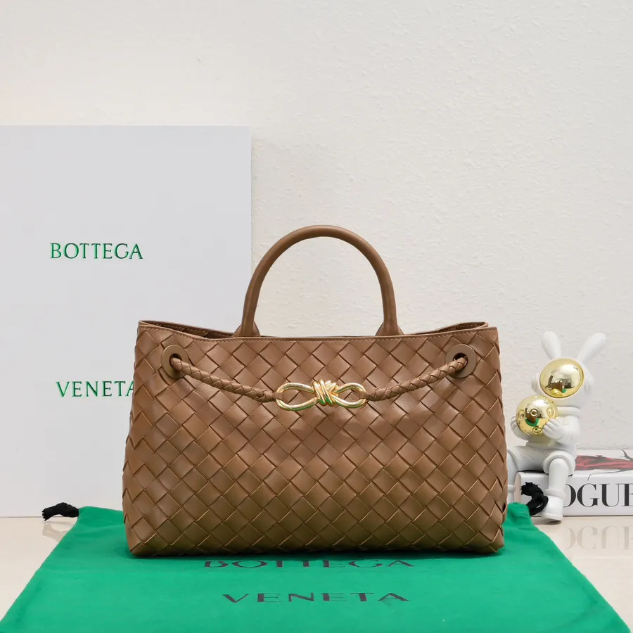 Bottega Veneta Andiamo Handbag Classic Leather Weave with Gold Tassel