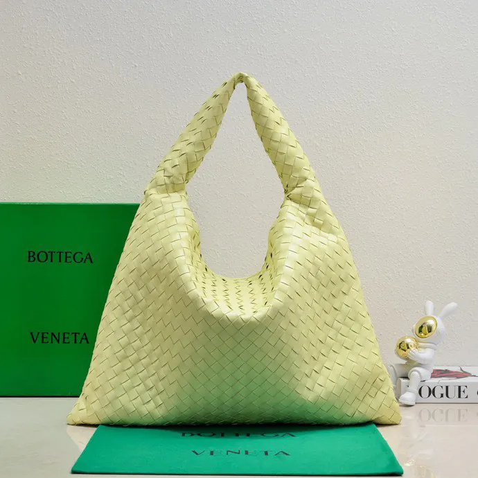 Bv New Large HOP Bag with Entire Leather Weave Handle