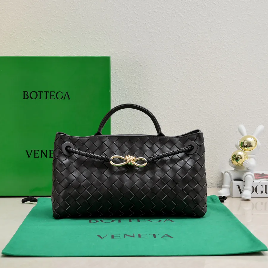Bottega Veneta Andiamo Handbag Classic Leather Weave with Gold Tassel