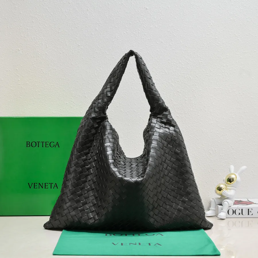 Bv New Large HOP Bag with Woven Leather Handle