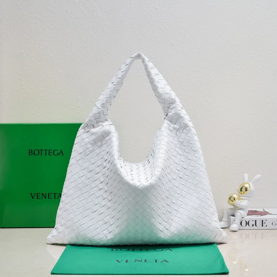 Bv New Large HOP Bag with Woven Leather Handle