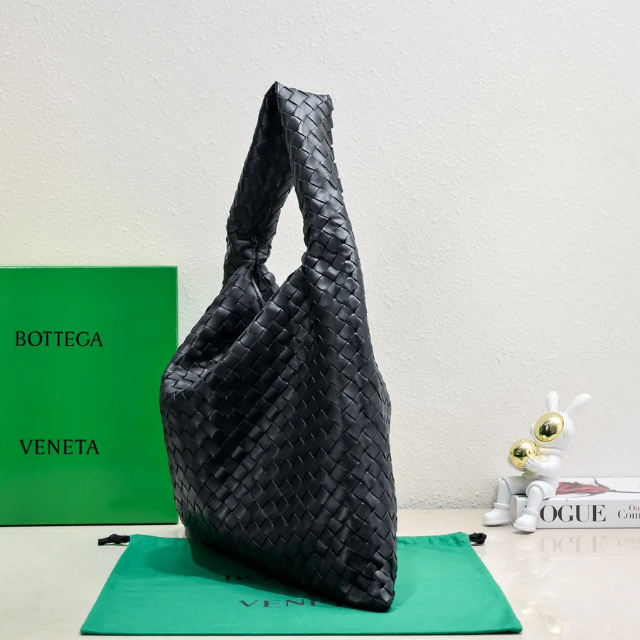 Bv New Large HOP Bag with Entire Leather Weave Handle