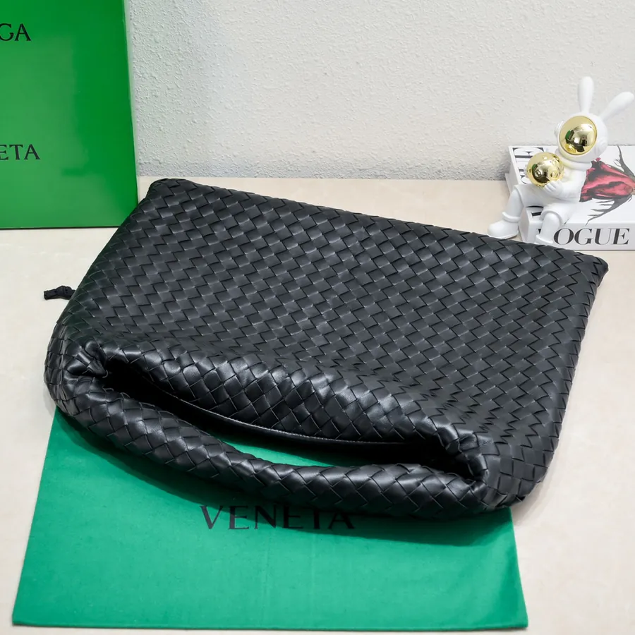 Bv New Large HOP Bag with Entire Leather Weave Handle