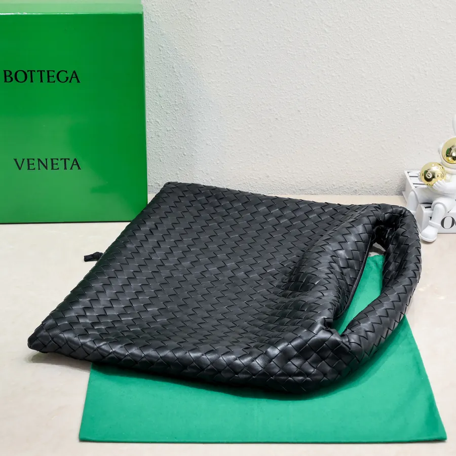 Bv New Large HOP Bag with Entire Leather Weave Handle