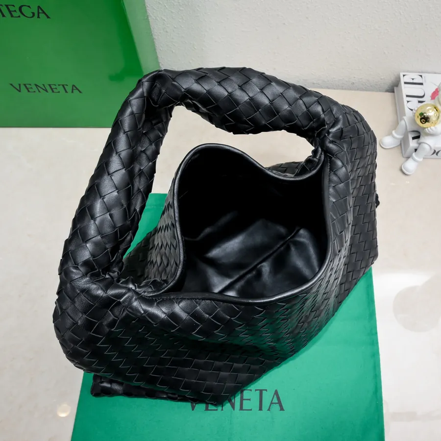 Bv New Large HOP Bag with Entire Leather Weave Handle
